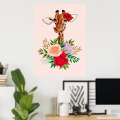 Giraffe Lover Giraffes Afrika und Blume Poster (Heimbüro)