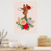 Giraffe Lover Giraffes Afrika und Blume Poster (Küche)