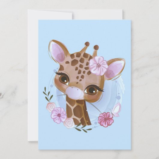 Giraffe Lover Niedliches Baby Giraffe mit Blume Einladung (Vorderseite)