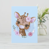 Giraffe Lover Niedliches Baby Giraffe mit Blume Einladung (Stehend Vorderseite)