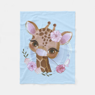 Giraffe Lover Niedliches Baby Giraffe mit Blume Fleecedecke