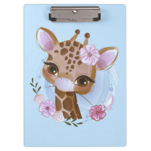 Giraffe Lover Niedliches Baby Giraffe mit Blume Klemmbrett