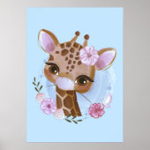 Giraffe Lover Niedliches Baby Giraffe mit Blume Poster (Vorne)