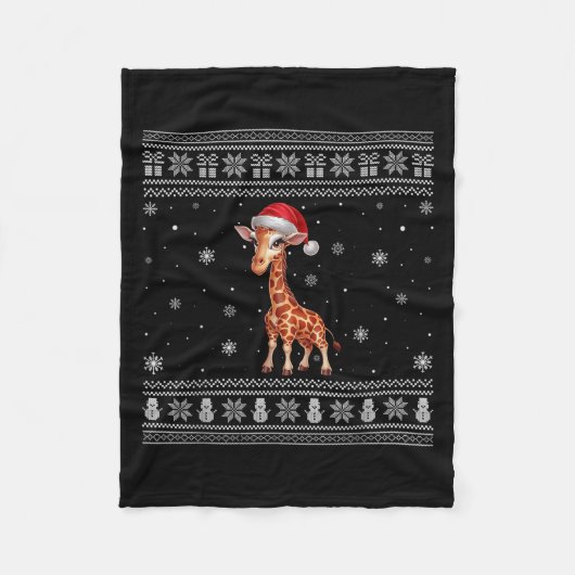 Giraffe Lovers Men Women Santa Ugly Xmas Sweater Fleecedecke (Vorderseite)