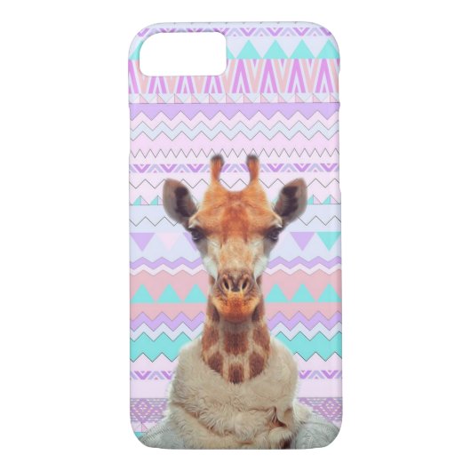 Giraffe lustig mit aztekischem Pastellstammes- Case-Mate iPhone Hülle (Rückseite)