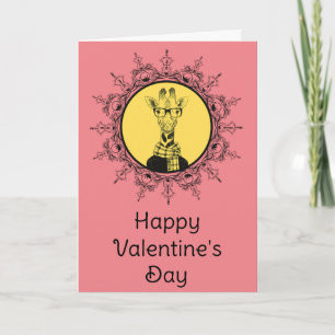 Giraffe Lustige Grüne Valentinstagskarte Feiertagskarte
