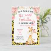 Giraffe Mädchen 2., 2. Geburtstagseinladung. Einladung (Stehend Vorderseite)