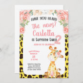 Giraffe Mädchen 2., 2. Geburtstagseinladung. Einladung (Vorne/Hinten)