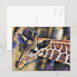 Giraffe Malerei Vintag Postkarte