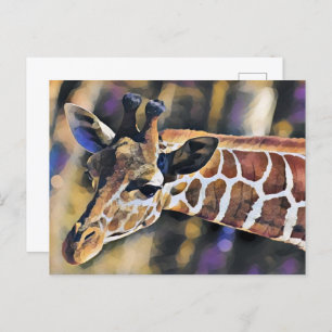 Giraffe Malerei Vintag Postkarte