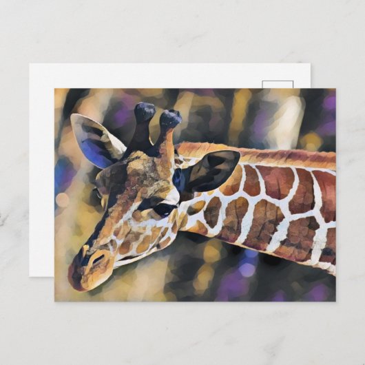 Giraffe Malerei Vintag Postkarte (Vorne/Hinten)