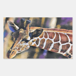 Giraffe Malerei Vintag Rechteckiger Aufkleber