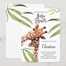 Giraffe Mama & Baby Greenery Eucalyptus Baby Dusch Einladung