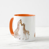 Giraffe Mama Baby Watercolor Tasse (Vorderseite Links)
