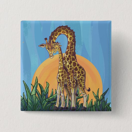 Giraffe Mama und Baby Button (Vorderseite)