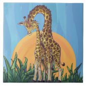 Giraffe Mama und Baby Fliese (Vorderseite)
