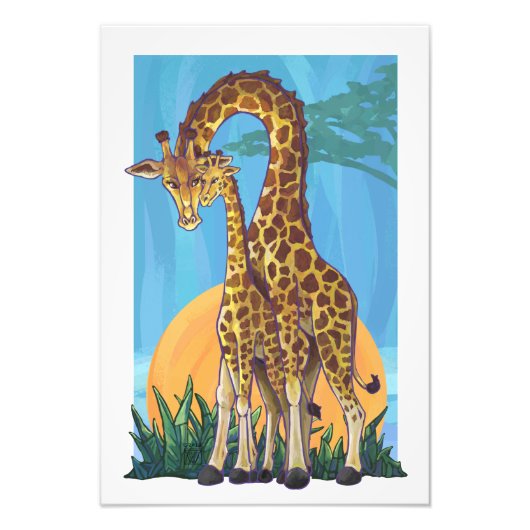 Giraffe Mama und Baby Fotodruck (Vorne)