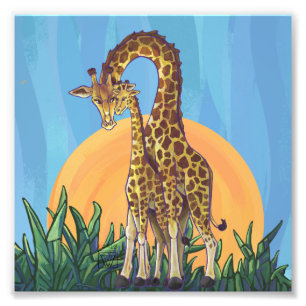 Giraffe Mama und Baby Fotodruck