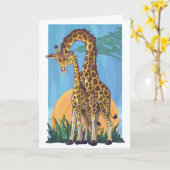 Giraffe Mama und Baby Happy Mother Day Card Karte (Gelbe Blume)