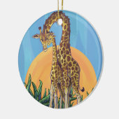 Giraffe Mama und Baby Keramikornament (Links)