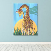 Giraffe Mama und Baby Leinwanddruck (Insitu (Holzboden))