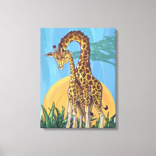 Giraffe Mama und Baby Leinwanddruck (Vorderseite)