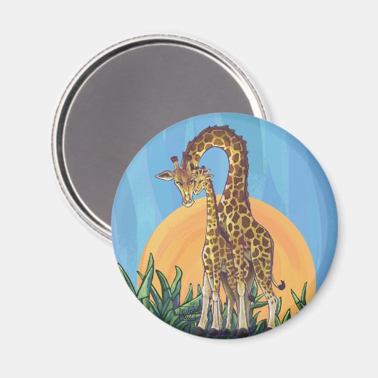 Giraffe Mama und Baby Magnet (Vorderseite/Rückseite)