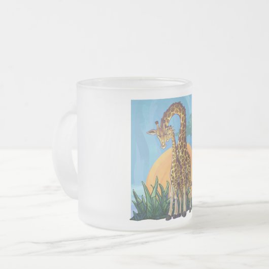 Giraffe Mama und Baby Mattglastasse (Vorderseite Links)