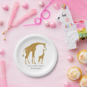 Giraffe Mama und Baby Minimalistisch Baby Dusche Pappteller (Party)