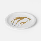 Giraffe Mama und Baby Minimalistisch Baby Dusche Pappteller (Schrägansicht)