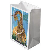 Giraffe Mama und Baby Mittlere Geschenktüte (Rückseite Schrägansicht)