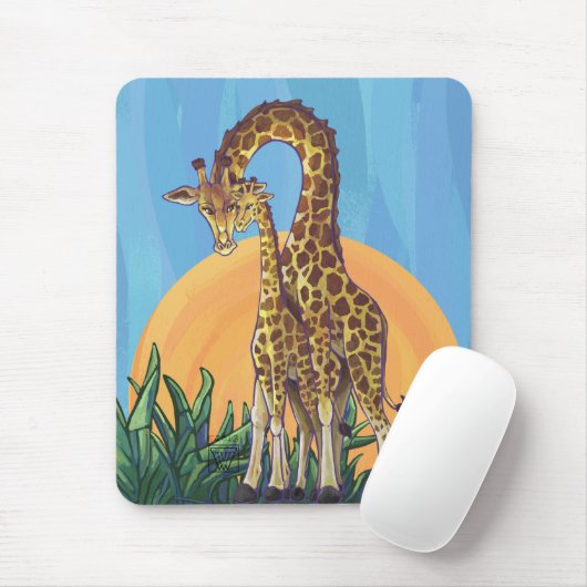 Giraffe Mama und Baby Mousepad (Mit Mouse)
