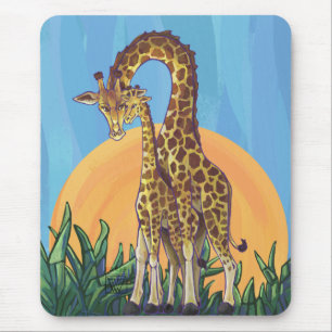 Giraffe Mama und Baby Mousepad
