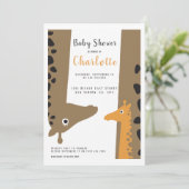 Giraffe Mama und Baby Niedlich Baby Dusche Einladung (Stehend Vorderseite)