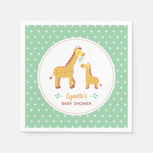Giraffe Mama und Baby, Polka Dots Party Supplement Serviette (Vorderseite)
