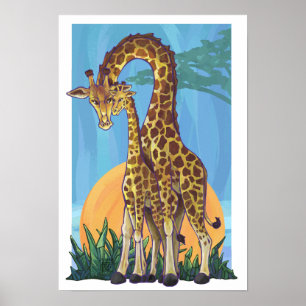 Giraffe Mama und Baby Poster