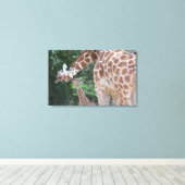 Giraffe Mama und Baby Poster Leinwanddruck (Insitu (Holzboden))