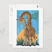 Giraffe Mama und Baby Postkarte (Vorne/Hinten)