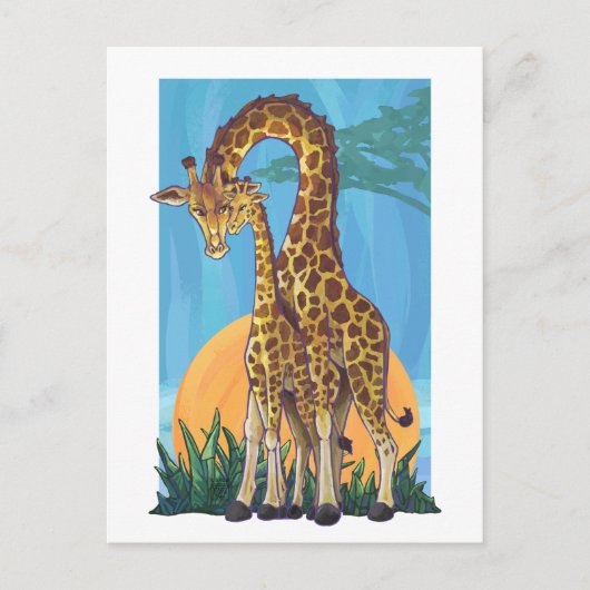 Giraffe Mama und Baby Postkarte (Vorderseite)