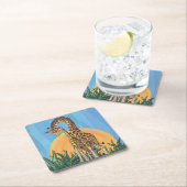 Giraffe Mama und Baby Rechteckiger Pappuntersetzer (Vor Ort)