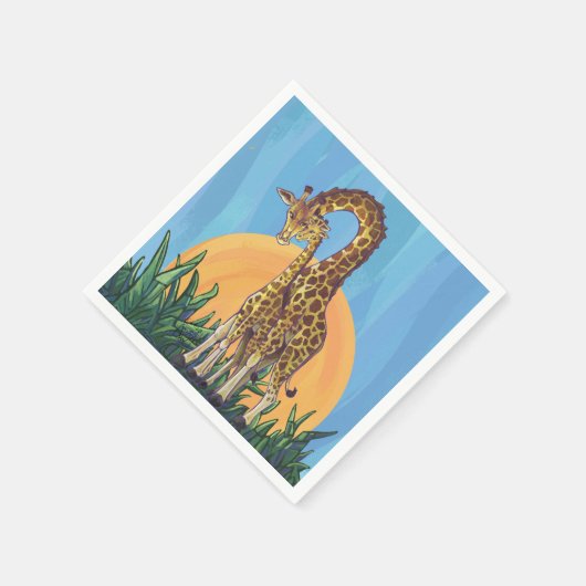 Giraffe Mama und Baby Serviette (Ecke)