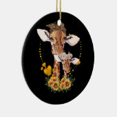 Giraffe Mama und Kindersonnenblume Safari Keramik Ornament (Rechts)