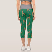 Giraffe Mammalian Emerald Green Wild Animal Africa Capri Leggings (Rückseite)