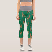 Giraffe Mammalian Emerald Green Wild Animal Africa Capri Leggings (Vorderseite)