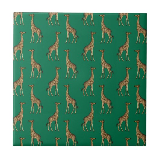 Giraffe Mammalian Emerald Green Wild Animal Africa Fliese (Vorderseite)