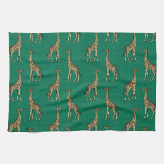 Giraffe Mammalian Emerald Green Wild Animal Africa Geschirrtuch (Horizontal)