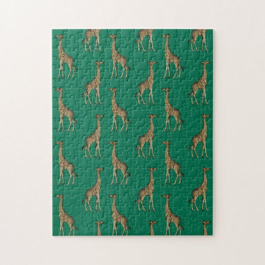 Giraffe Mammalian Emerald Green Wild Animal Africa Puzzle (Vertikal)