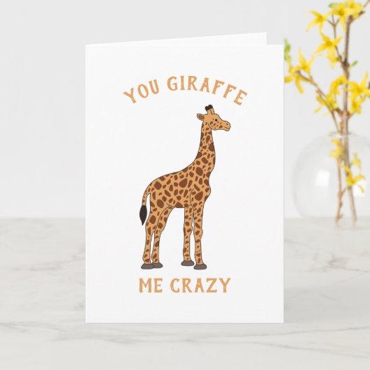 Giraffe Me Crazy Funny Zoo Safari Tierpuff Karte (Gelbe Blume)