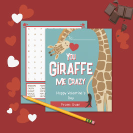 Giraffe Me Crazy Kids Valentine' Day Card