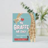 Giraffe Me Crazy Kids Valentine' Day Card (Stehend Vorderseite)